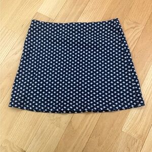 Zara Navy and White Geometric Mini Skirt